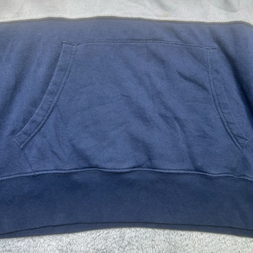True Religion Hoodie Mens L Blue White Color Block Metallic Logo Sweatshirt SPOT
